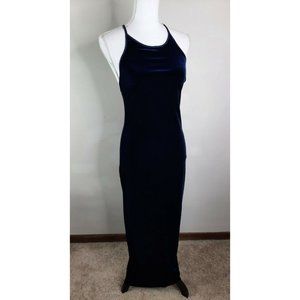 D3S Vintage 90’s Blue Velvet Maxi Dress USA Medium